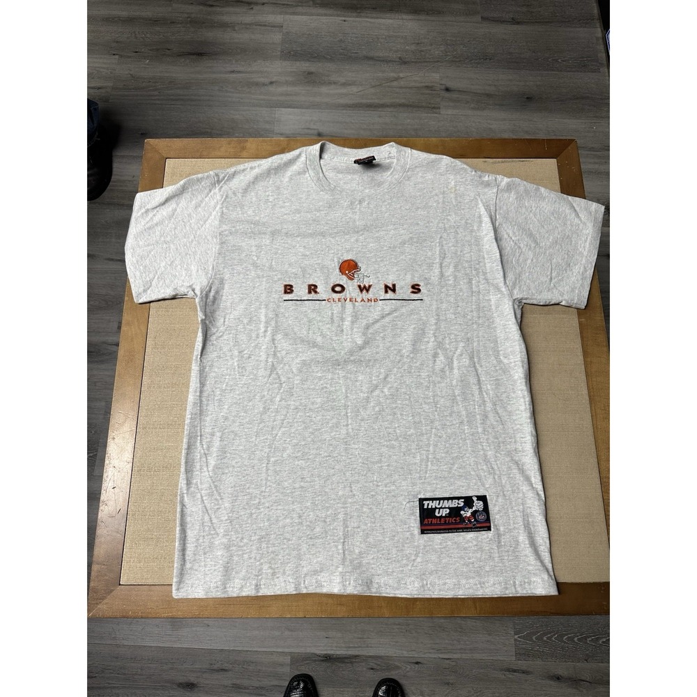 Vintage 90s Cleveland Browns NFL Embroidered Thumbs Up T Shirt Size Large